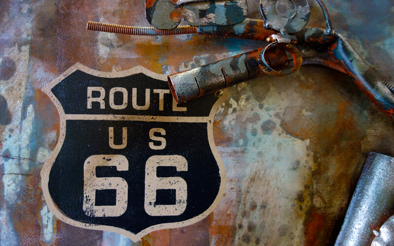 Metalen Schilderij 3D Motor-Route66 Gave Specials
