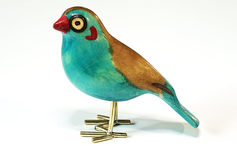 Houten vogel miniatuur Blauwfazantje