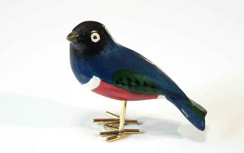 Houten vogel miniatuur 3kleur-Glansspreeuw
