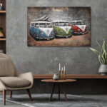 Metalen Schilderij 3D VW Busjes Gave Specials | Kadeloo